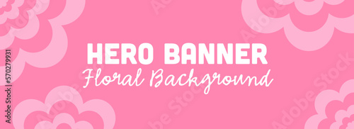 Pink Floral Background  Hero Image Template  Wide Flower Banner for Websites And Print Design With Copy Space. Magenta shade 