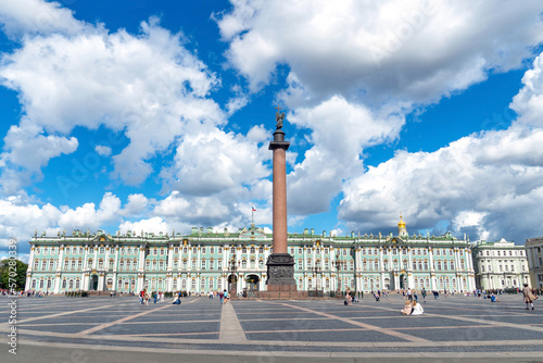 Winter Palace (Hermitage) and Alexander column on Palace square in St. Petersburg, Russia © MarinadeArt
