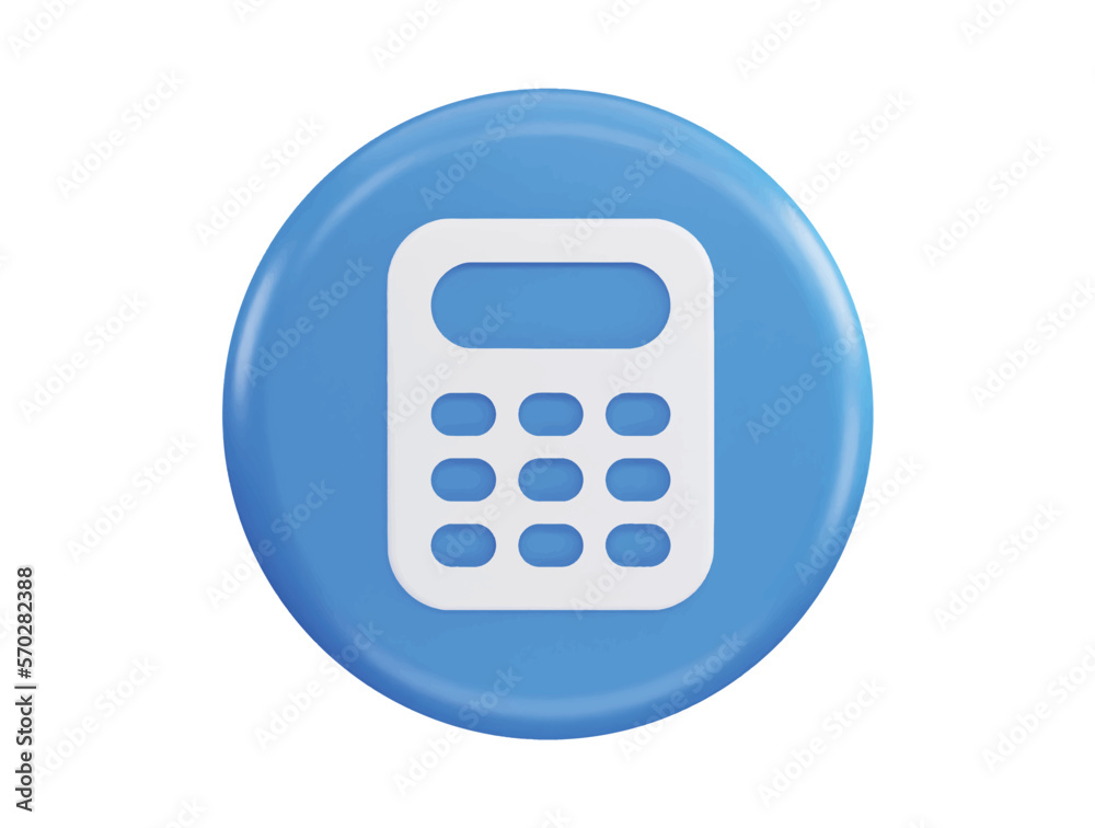 Calculator button with 3d vector icon illustration Calculator button with 3d vector icon illustration
