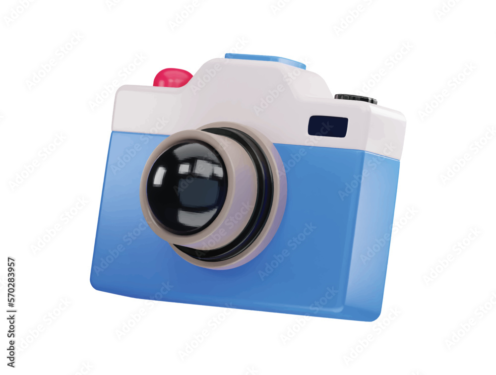 Camera multimedia application content creation digital button with 3d vector icon illustration