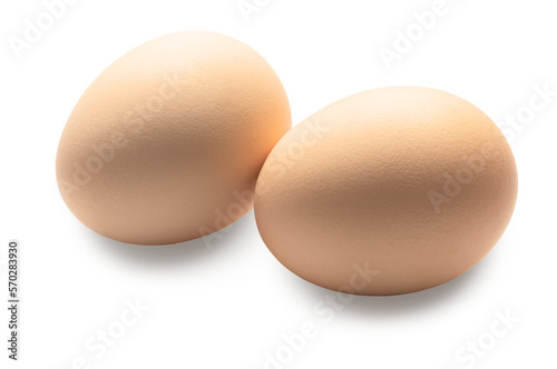 chicken eggs isolated on white. the entire image in sharpness.