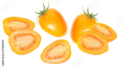 orange tomatoes isolated on white. the entire image in sharpness.