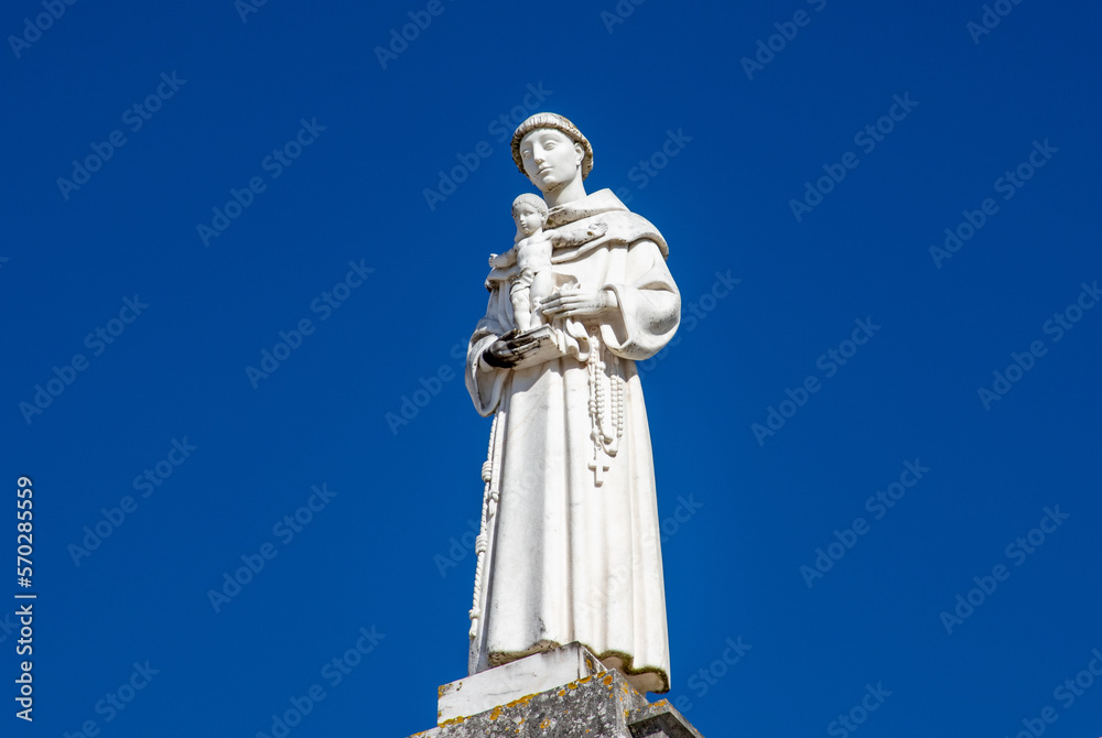 A close-up with the statues of Saint Anthony from the basilica in Fatima - Portugal