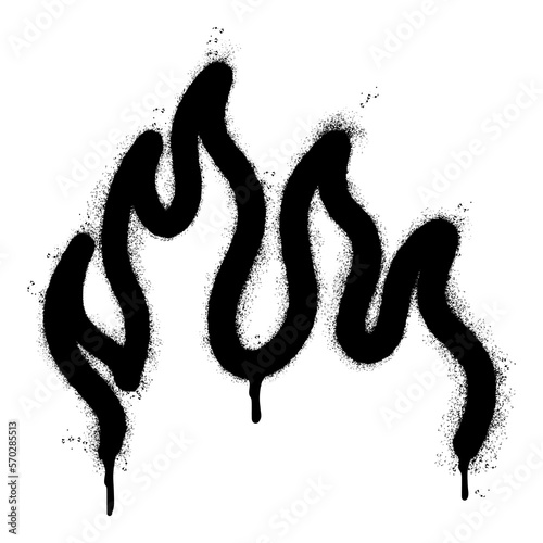 Spray Painted Graffiti Fire flame icon Sprayed isolated with a white background. graffiti Fire flame icon with over spray in black over