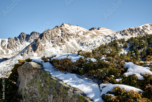 Beautiful landscape of snow-covered mountains in Andorra