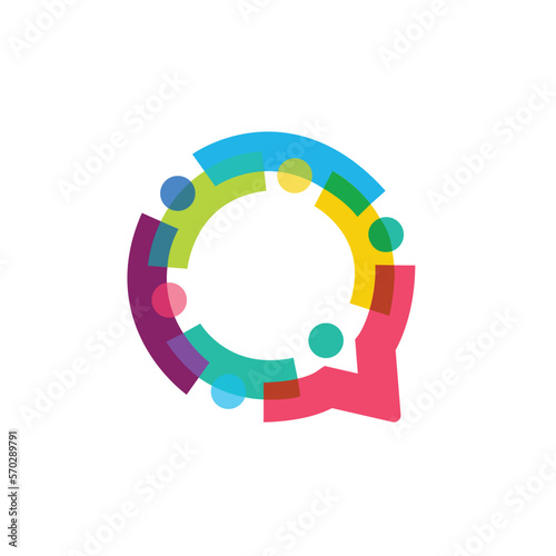 people family together human unity chat bubble logo vector icon