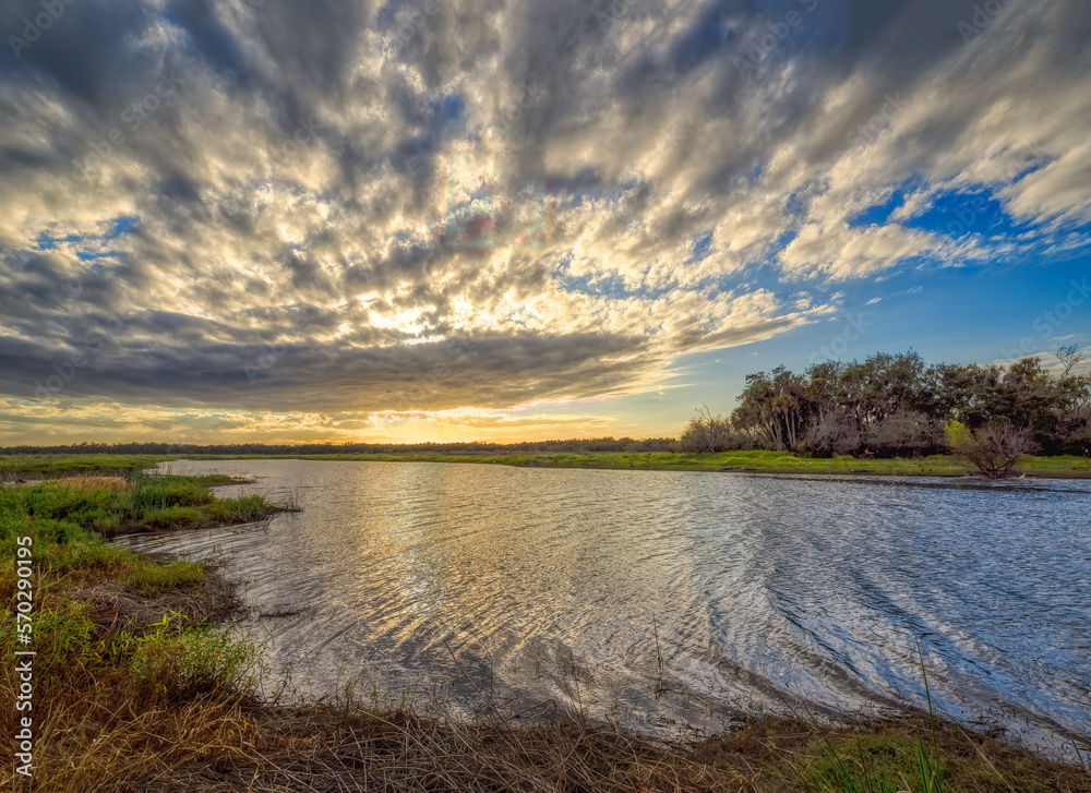 Sunset over the Myakka River in Myakka River State Park in Sarasota Florida USA