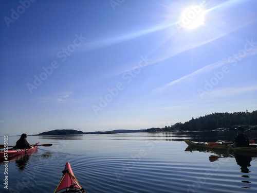Photography Sport kayaking in the Stockholm Archipelago in Sweden.