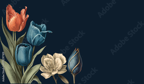 Realistic flower drawings. Retro botanical. A beautiful template for game. Flat cartoon illustration isolated on background. Vector