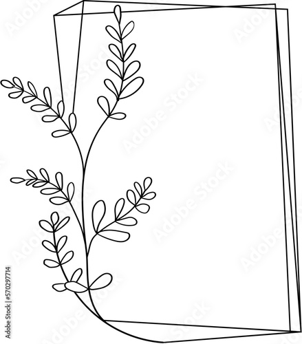 Floral Line Frame Vector