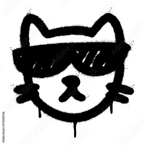 Spray Painted Graffiti Cat icon Word Sprayed isolated with a white background. graffiti Kitty sign with over spray in black over white.