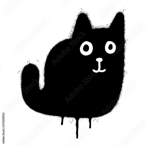 Spray Painted Graffiti Cat icon Word Sprayed isolated with a white background. graffiti Kitty sign with over spray in black over white.