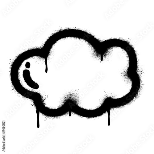 Spray Painted Graffiti cloud icon Sprayed isolated with a white background. graffiti cloud icon with over spray in black over white.