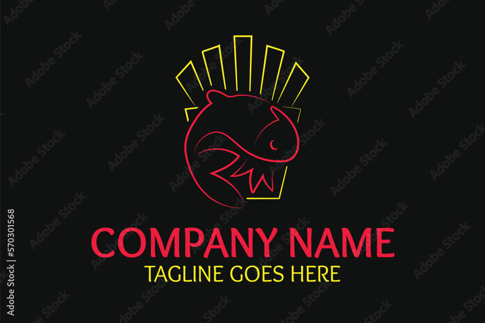 Fototapeta premium Fish and Fries Creative Minimal Food Modern Logo Template Ideas
