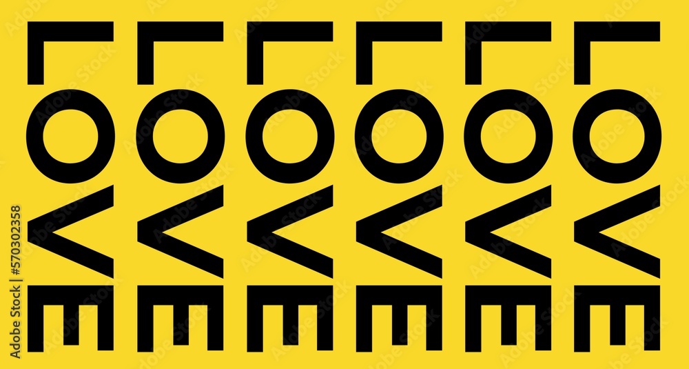 Sticker with the phrase Love on a yellow background. Typography design Love. Sticker with the phrase Love on a yellow background. Typography design Love.