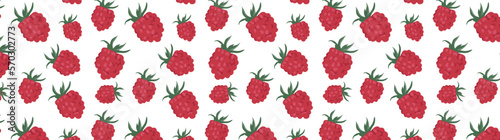 Seamless pattern with raspberry berries on a white background. Brigt juicy Berris vector illustration