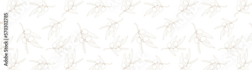 Seamless pattern with olive tree branches. Vector set of olive oil labels. Olive tree, branches and drop. Black olives. Green olives.	
