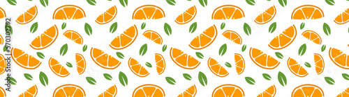 Fototapeta Naklejka Na Ścianę i Meble -  Seamless pattern with slices of oranges and lemons. Vector illustration