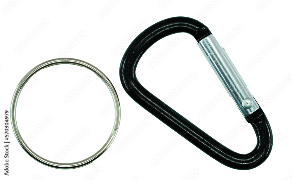 Black carabiner isolated on white background. Clipping path included Black carabiner isolated on white background. Clipping path included