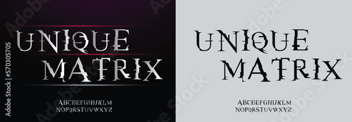 Unique Matrix, Game Sport Movie Alphabet Font. Typography modern regular style font for technology, digital, logo design. vector illustration