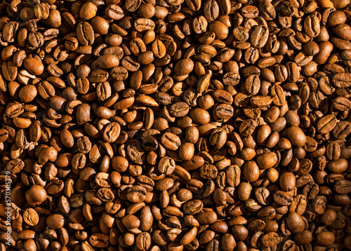 natural coffee beans warm light