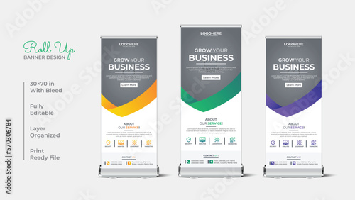 Geometric corporate business roll-up banner design