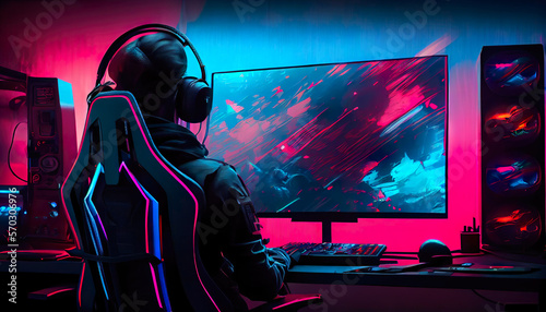 Professional eSports gamer in action playing on his computer