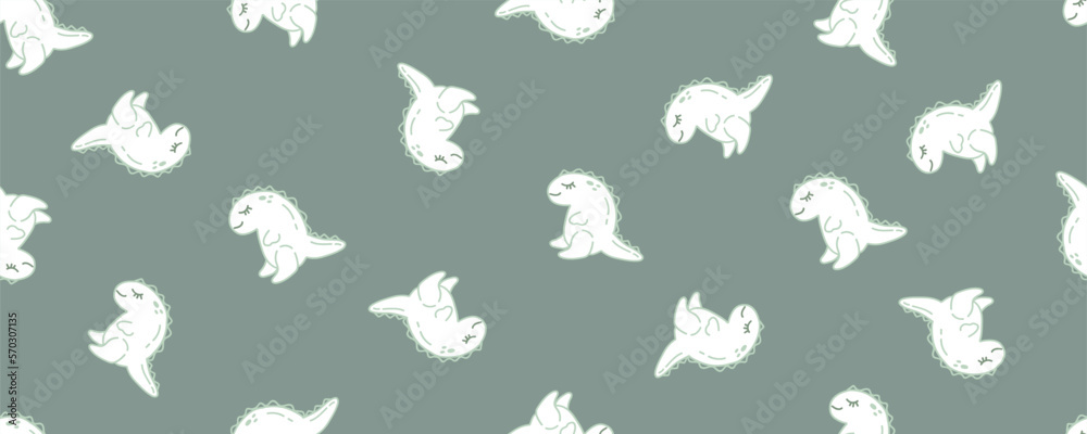 Cute little dinosaur doodle cartoon pattern 