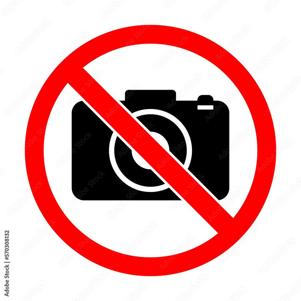 No camera allowed, no video, no photo prohibition sign symbol icon vector illustration No camera allowed, no video, no photo prohibition sign symbol icon vector illustration