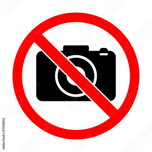 No camera allowed, no video, no photo prohibition sign symbol icon vector illustration