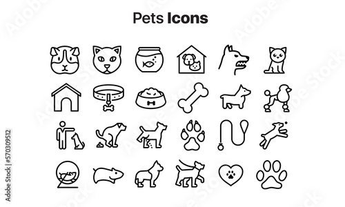 Pets icon black and white outline style flat design perfect for pet shop or etc eps 8
