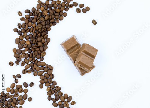 mug of Italian coffee beans on the white background