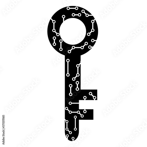 black and white illustration design with key
