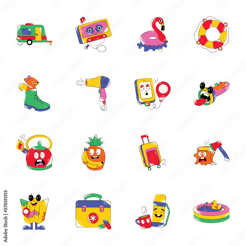 Bundle of 16 Travel Equipment Flat Stickers
Bundle of 16 Travel Equipment Flat Stickers