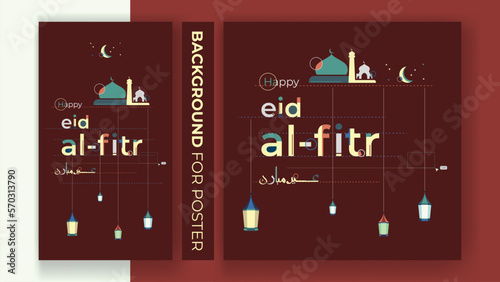 selamat hari raya idul fitri meaning happy eid al fitr typography poster and banner vector illustration good for social media feed, web background