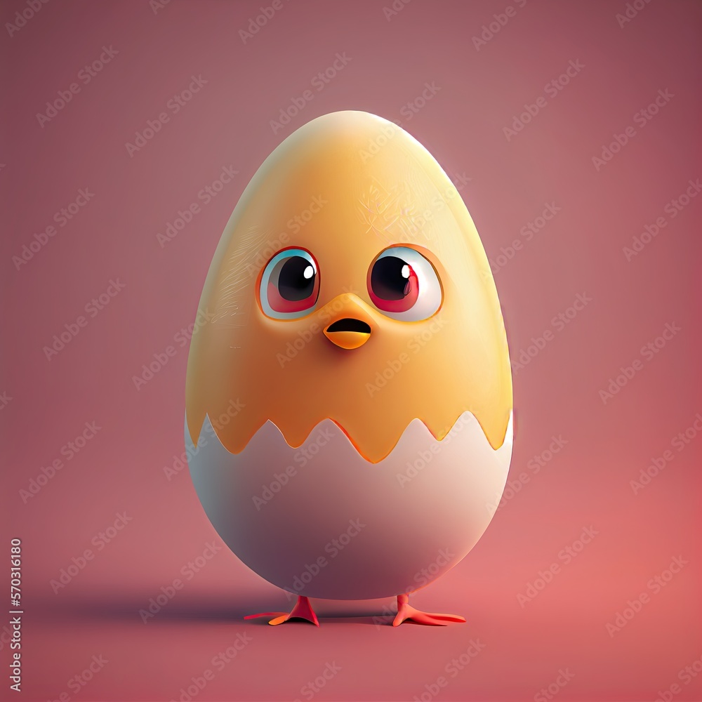 Fototapeta premium Cute easter egg & chicks, Generative AI
