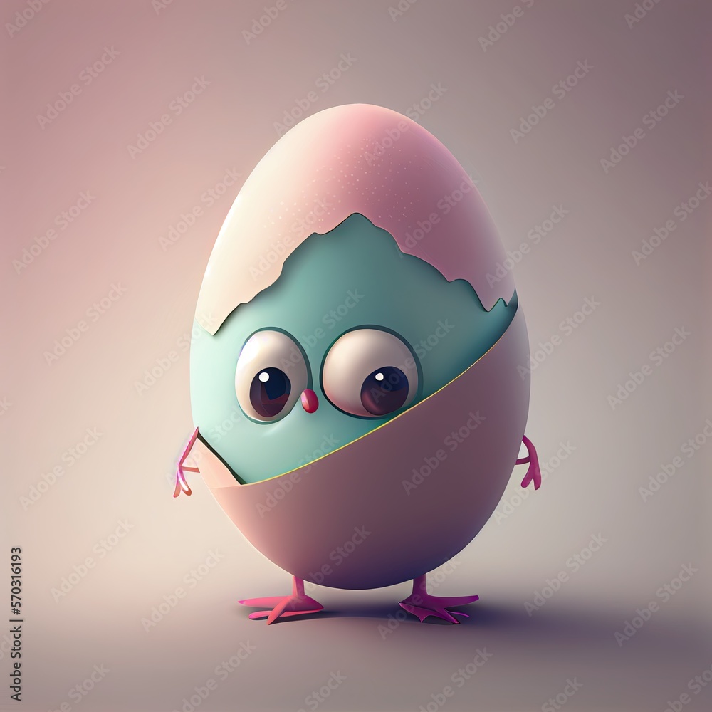 Obraz premium Cute easter egg & chicks, Generative AI