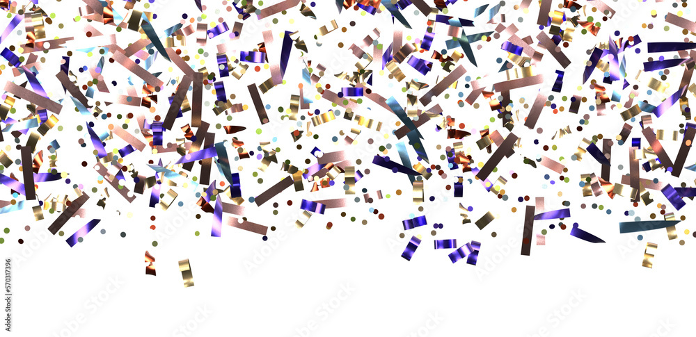 Fototapeta premium Multicolored paper confetti on transparent background.