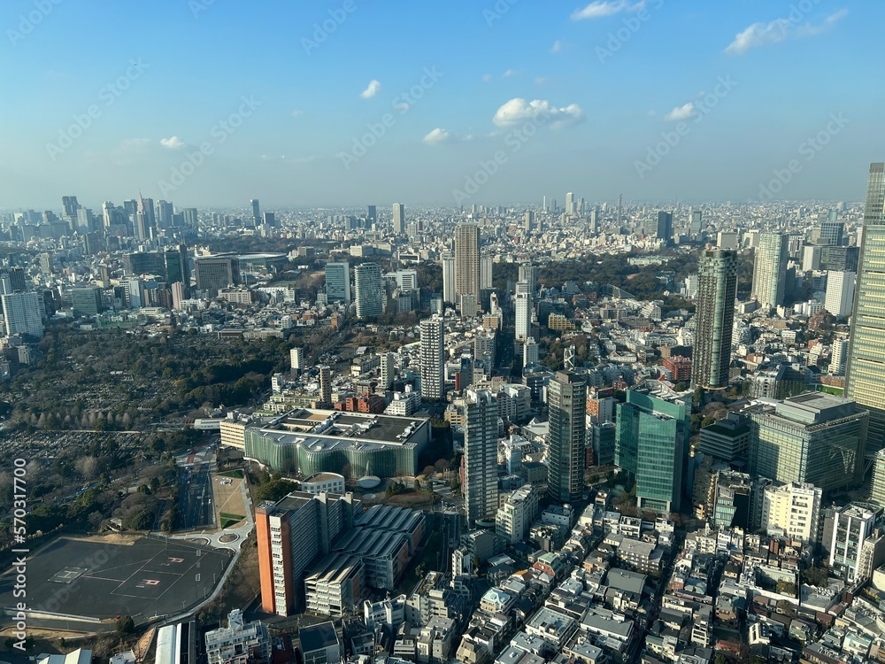 東京の高層ビルから見下ろしたビル群