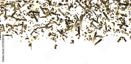 Glittering golden confetti png. Glittering golden confetti falls from above on transparent background. Celebrate festivals.