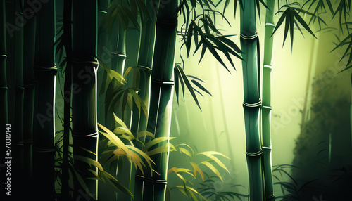 Illustration of a bamboo forest, wallpaper, Generative AI