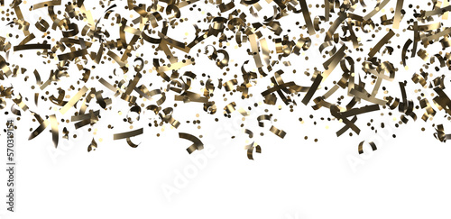 Glittering golden confetti png. Glittering golden confetti falls from above on transparent background. Celebrate festivals.