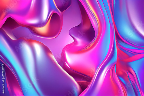 Colorful holographic foil fluid design background, vibrant abstract metallic geometric wave, liquid iridescent metal spectrum surface, Ai generated