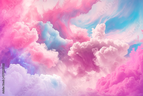 Abstract colorful pink soft pastel color cloud background, multicolored ink drop fluid motion in water, AI Generated