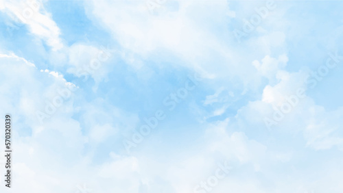 Picturesque view of blue sky with fluffy clouds. beautiful land air atmosphere bright blue sky background abstract clear texture with white cloud.