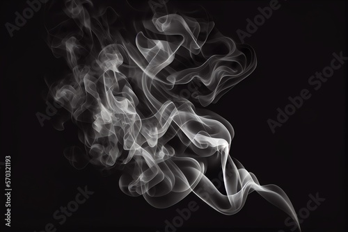 Abstract smoke misty fog on isolated black background. Texture overlays. Design element. Generative AI