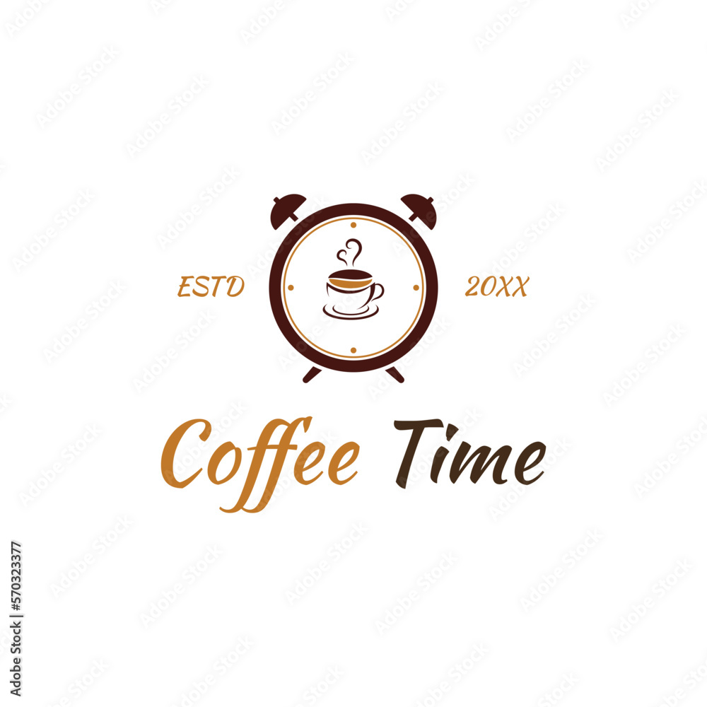 Coffee Time Vector Illustration Logo Template With Flat Concept. Coffee Time Vector Illustration Logo Template With Flat Concept.