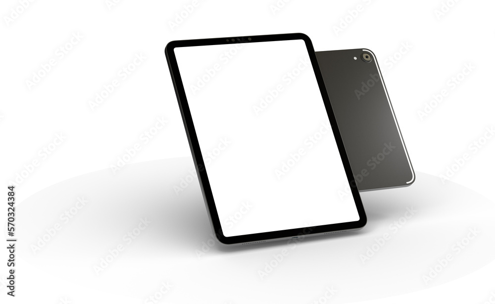 Modern black tablet computer isolated on white background. Tablet pc
