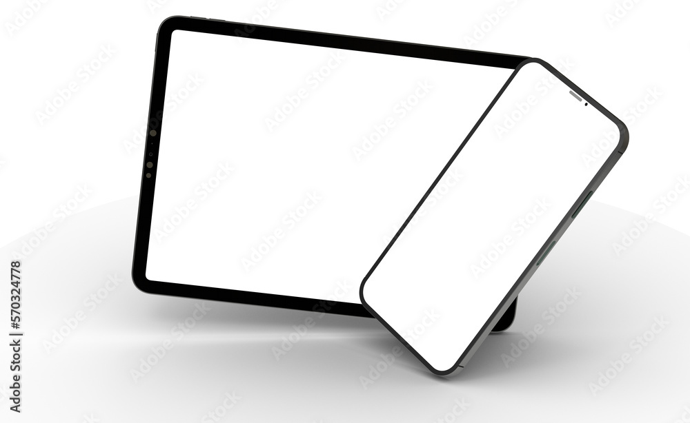 3D brandless tablet with empty screen isolated on white background 3D brandless tablet with empty screen isolated on white background