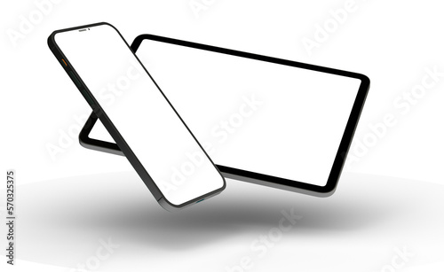 Realistic horizontal black tablet pc pad computer mockups